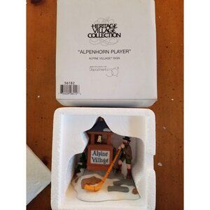 "Alpenhorn Player" Alpine Village Sign #56182 Heritage Village Collection